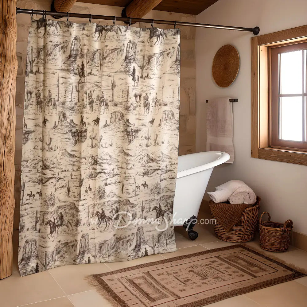Cowboy Rustic Design Cotton Shower Curtain by Donna Sharp