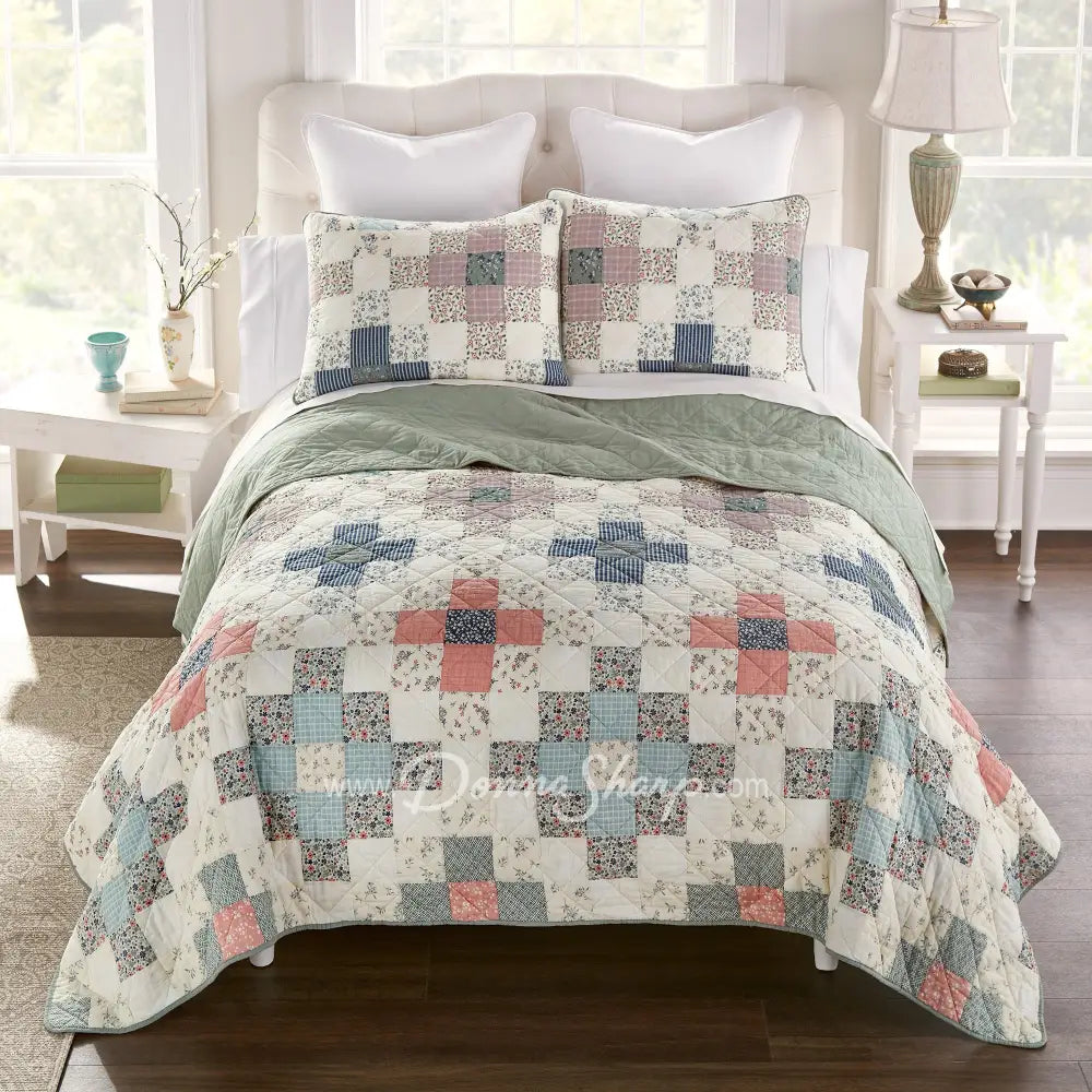 Donna Sharp April Patch 3Pc Cotton Pieced Quilt Set New