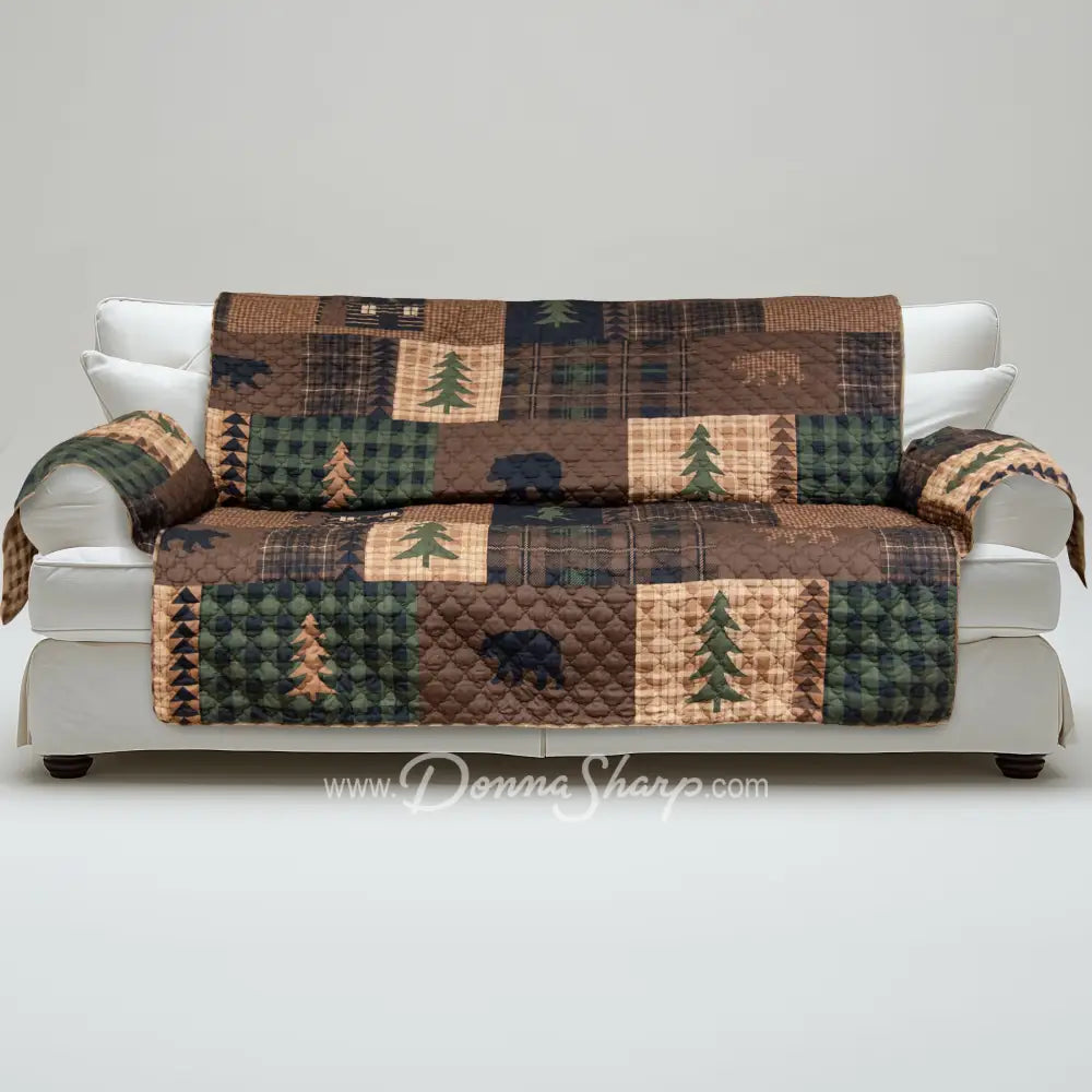 Brown Bear Cabin Furniture Cover Oversized Sofa New