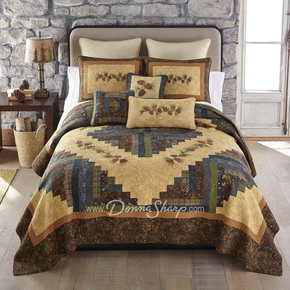 Donna Sharp Cabin Raising Pine Cone Cotton Quilted Bedding - Bedding