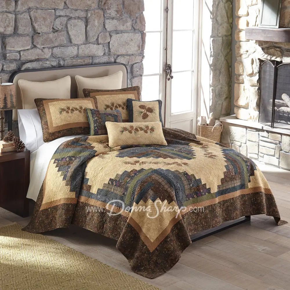 Donna Sharp Cabin Raising Pine Cone Cotton Quilted Bedding Bedding
