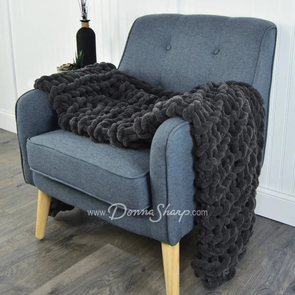 Donna Sharp Chenille Knit Throws Charcoal Bedding