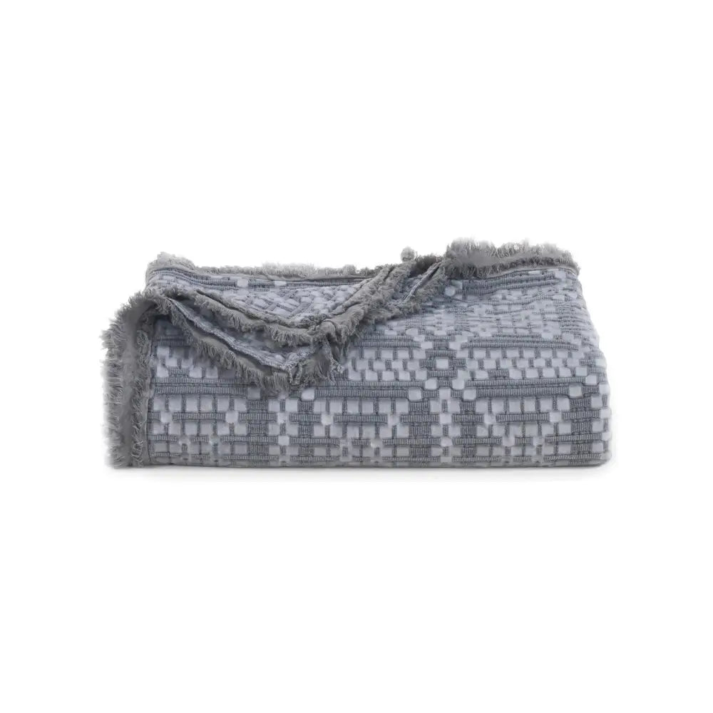 Throw Grid Oversized Grey Bedding