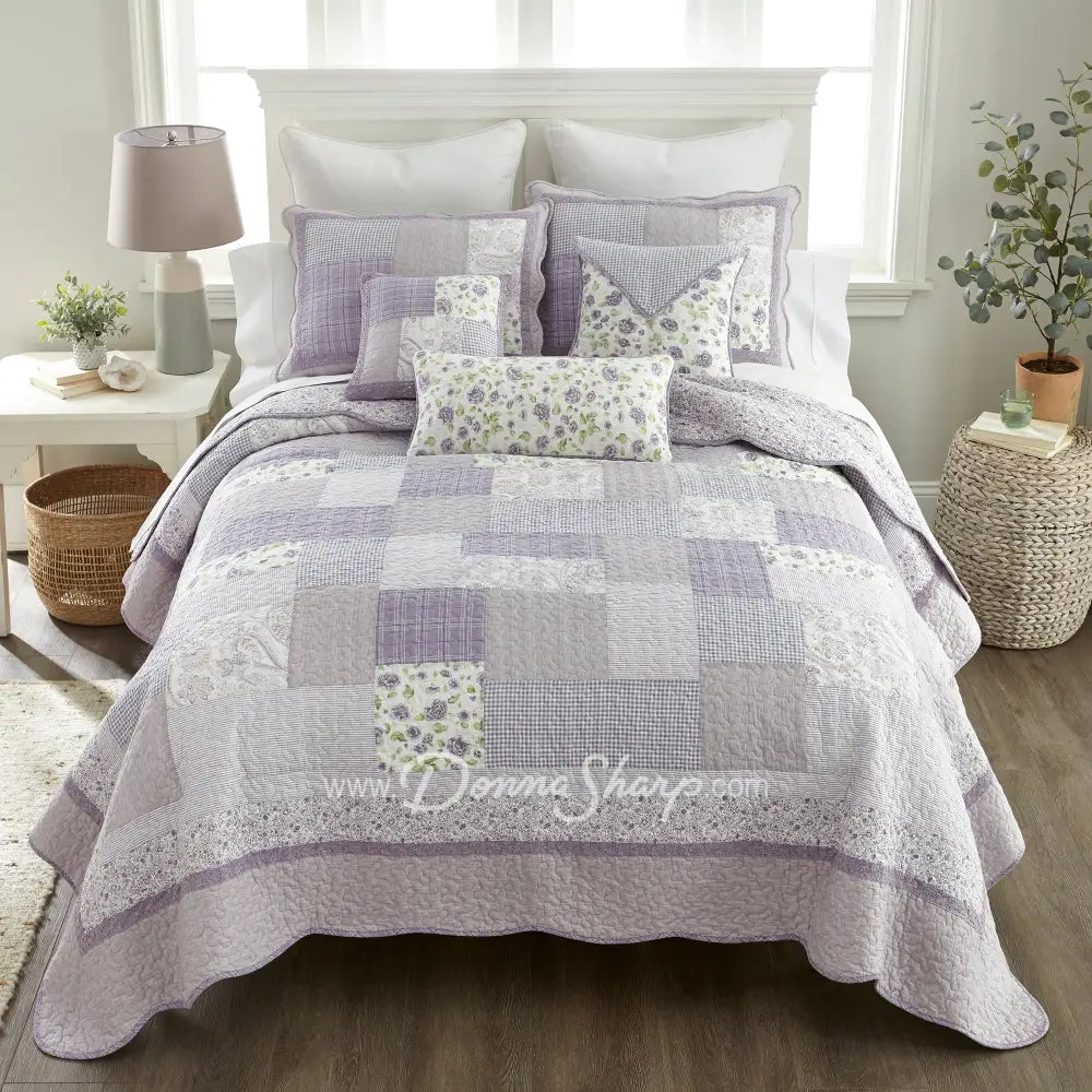 Donna Sharp Lavender Rose Cotton Pieced Quilted Bedding Bedding