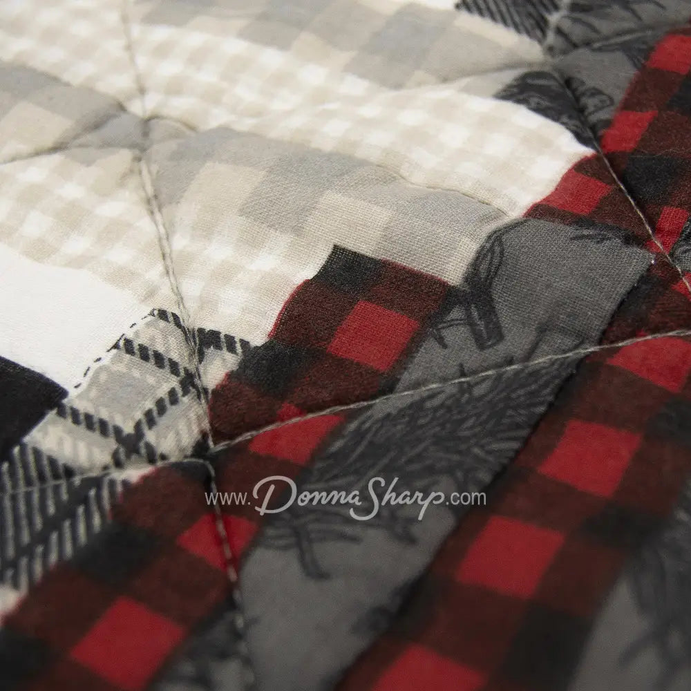 Donna Sharp Log Cabin Star Pieced Cotton Quilted Bedding Set New