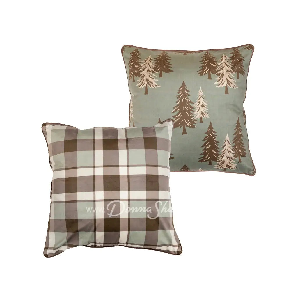 Donna Sharp Pine Medallion Ultra Comfort Quilt Collection - Tree/Plaid Pillow - Bedding