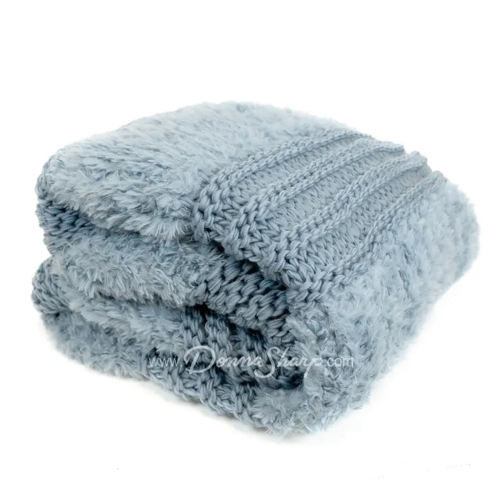 Donna Sharp Plush Knit Throws Plush Knit Dusty Blue Bedding