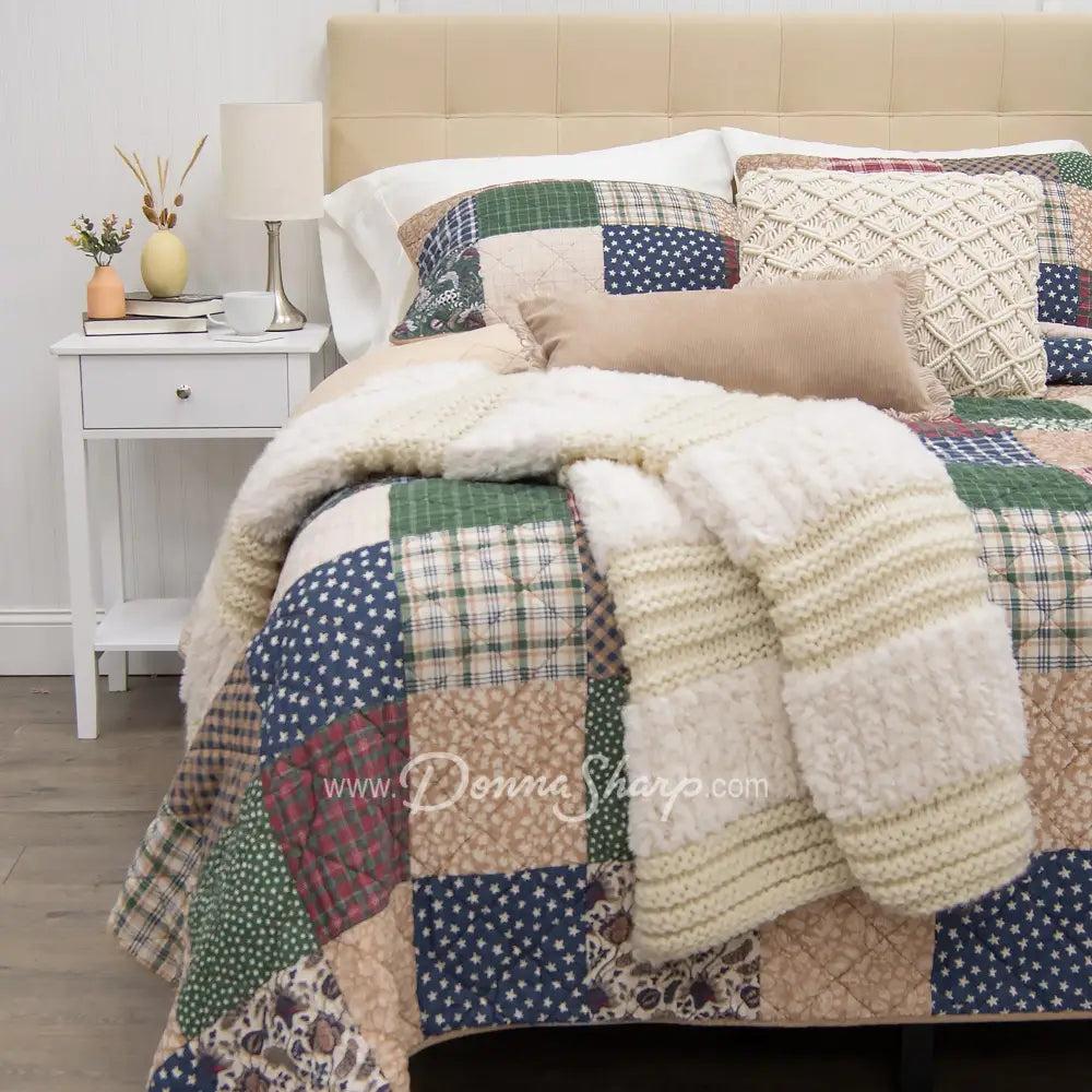 Rustic Paisley Pieced Cotton Quilt Set From Donna Sharp Queen + 2 Shams New