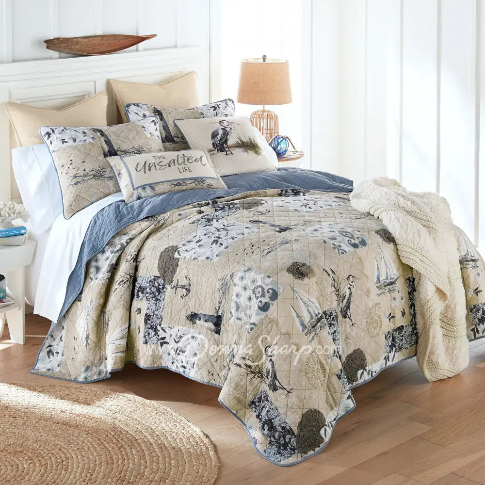 Donna Sharp Seascape Cotton Quilted Bedding Set New