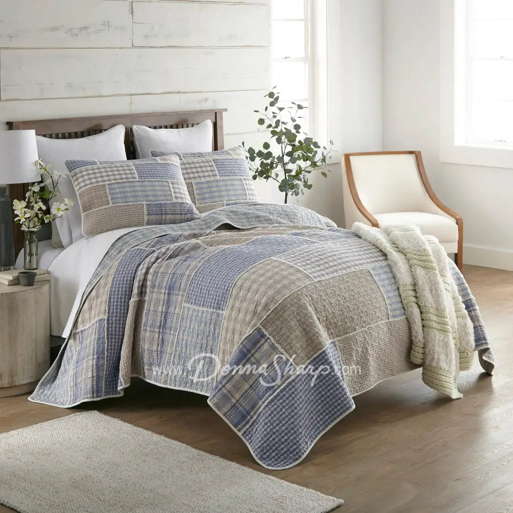 Donna Sharp Slate Cobblestone Cotton Patchwork Quilt Set Bedding