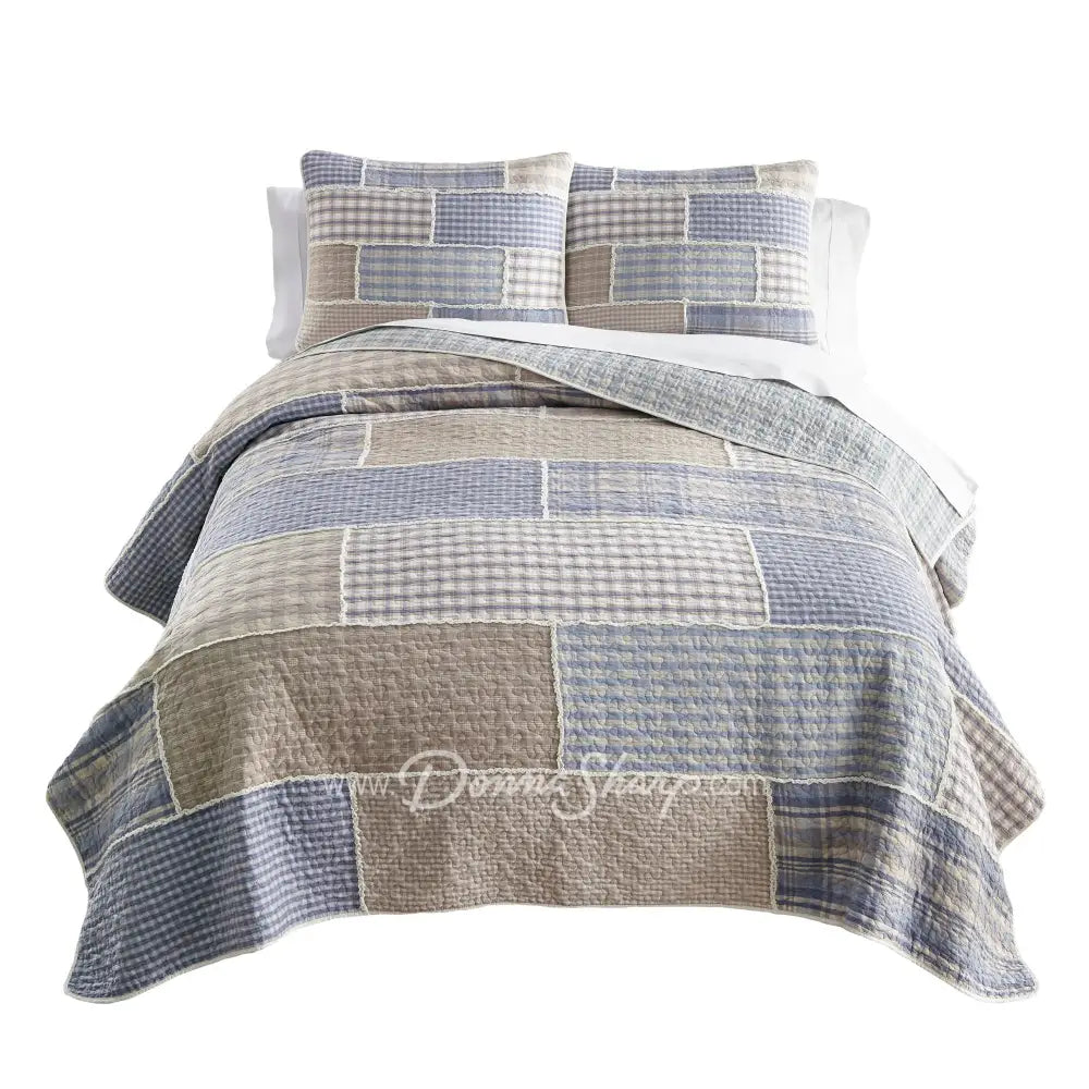 Donna Sharp Slate Cobblestone Cotton Patchwork Quilt Set Bedding