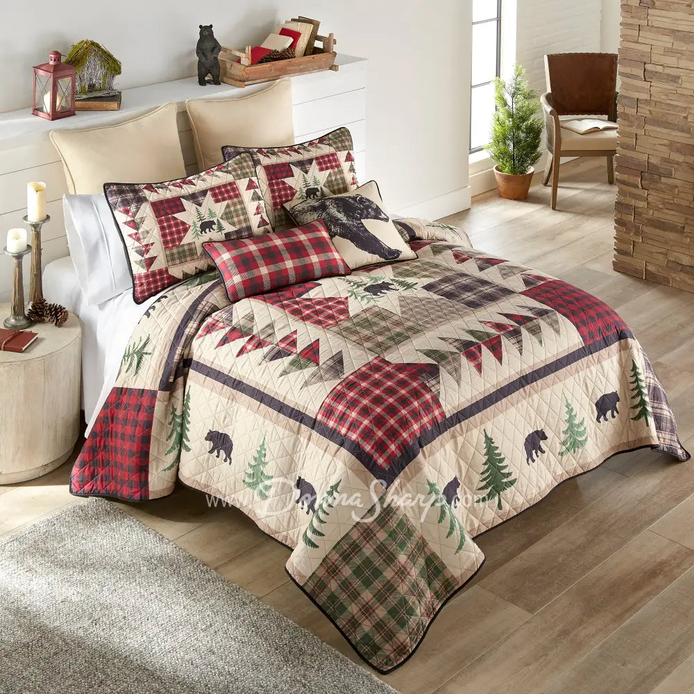Forest Point Quilt Collection by Donna Sharp – 3-Piece Ultra-Soft Microfiber Quilt Set Bedding
