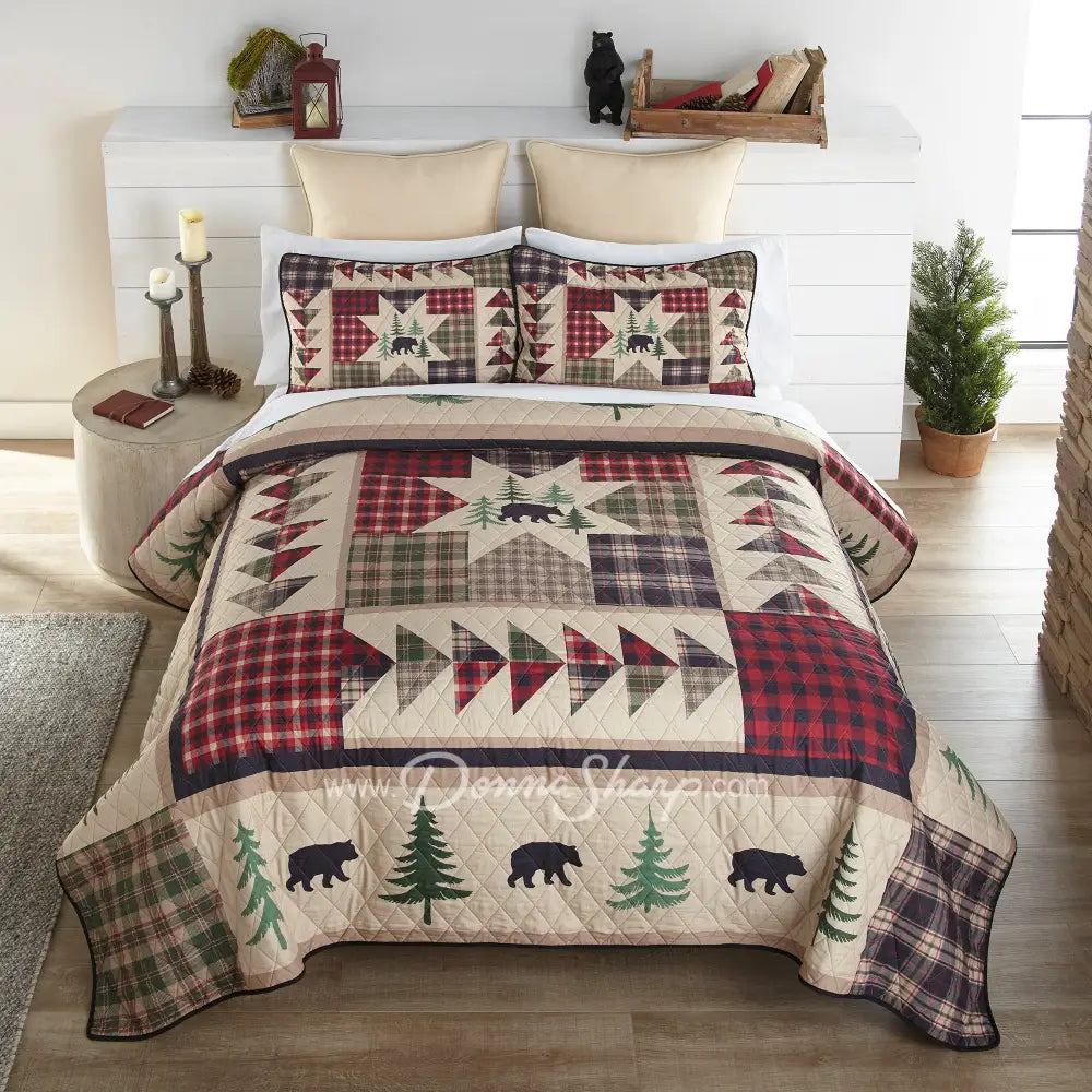 Forest Point Quilt Collection by Donna Sharp – 3-Piece Ultra-Soft Microfiber Quilt Set Bedding