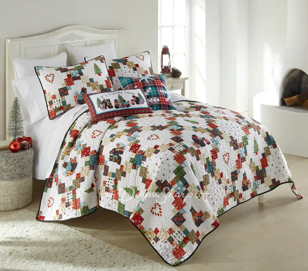 Holiday Love 3pc Quilted Microfiber Bedding Set Holiday