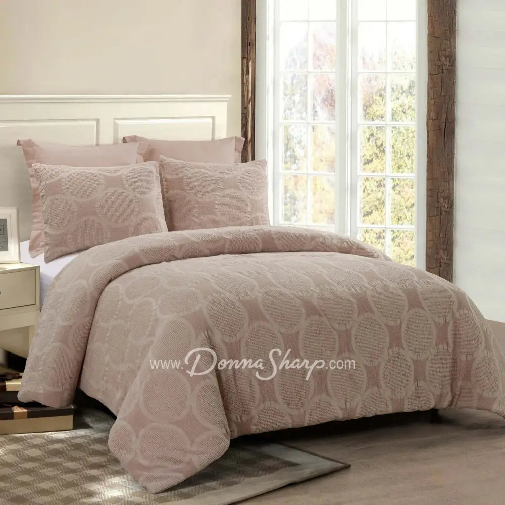 Leon Comforter Set Queen / Blush Bedding