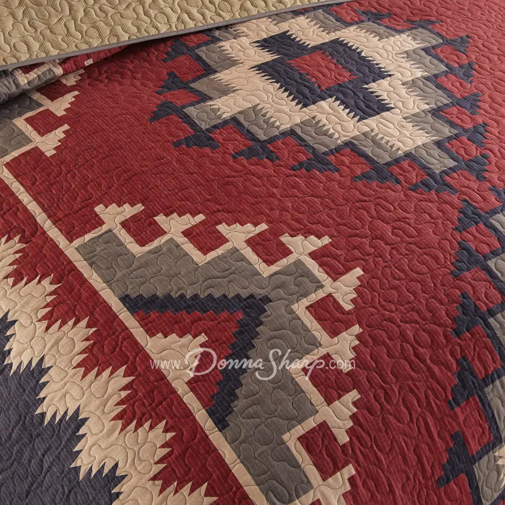 Mojave Red 3Pc Quilted Bedding Set From Donna Sharp