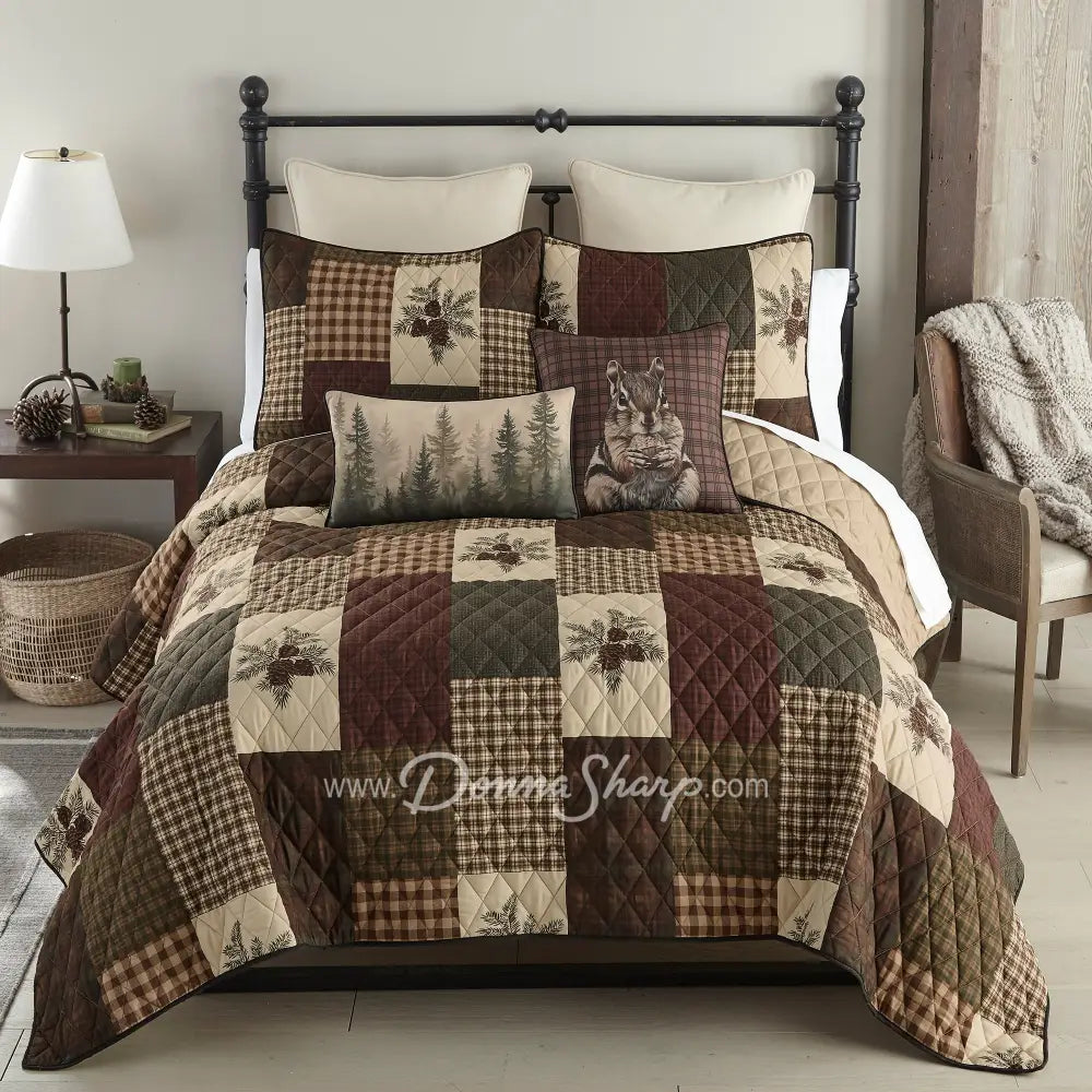 Pine Panels Microfiber Quilt Set