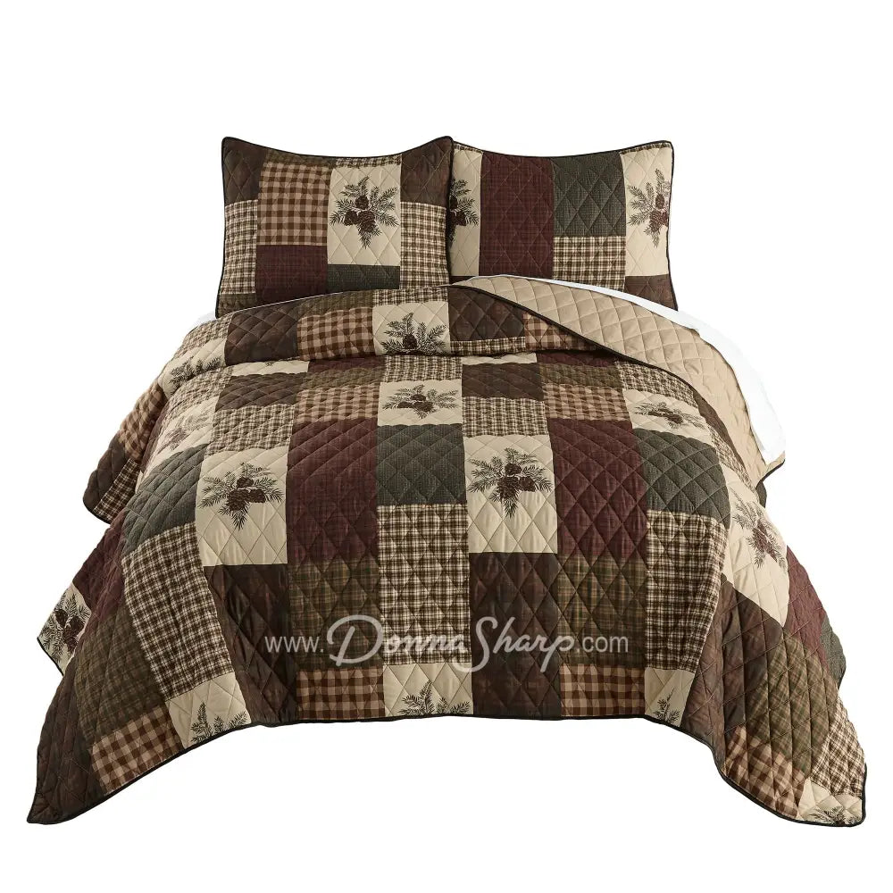 Pine Panels Microfiber Quilt Set