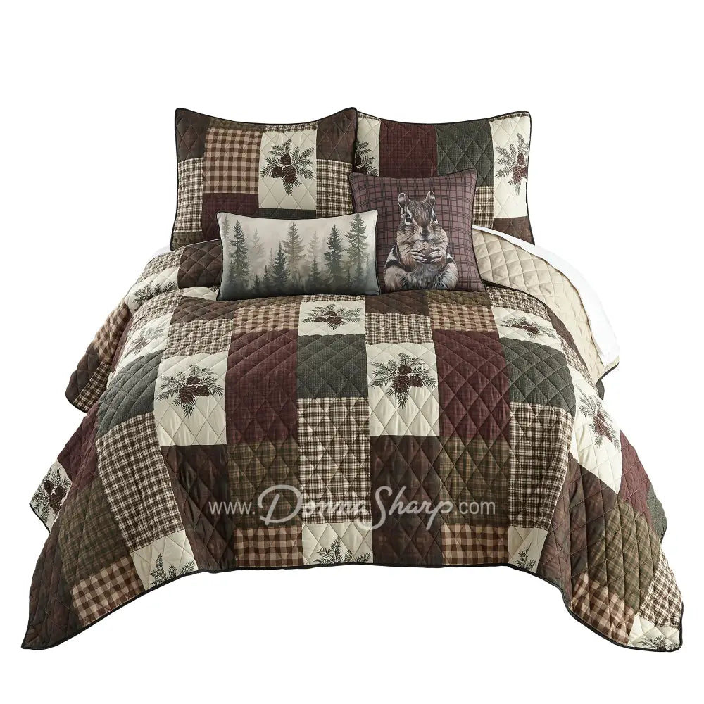 Pine Panels Microfiber Quilt Set
