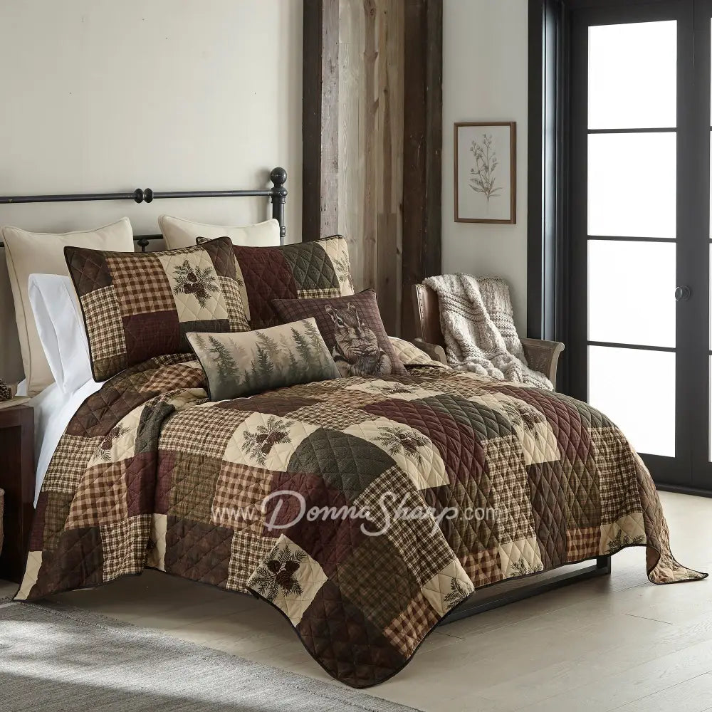 Pine Panels Microfiber Quilt Set