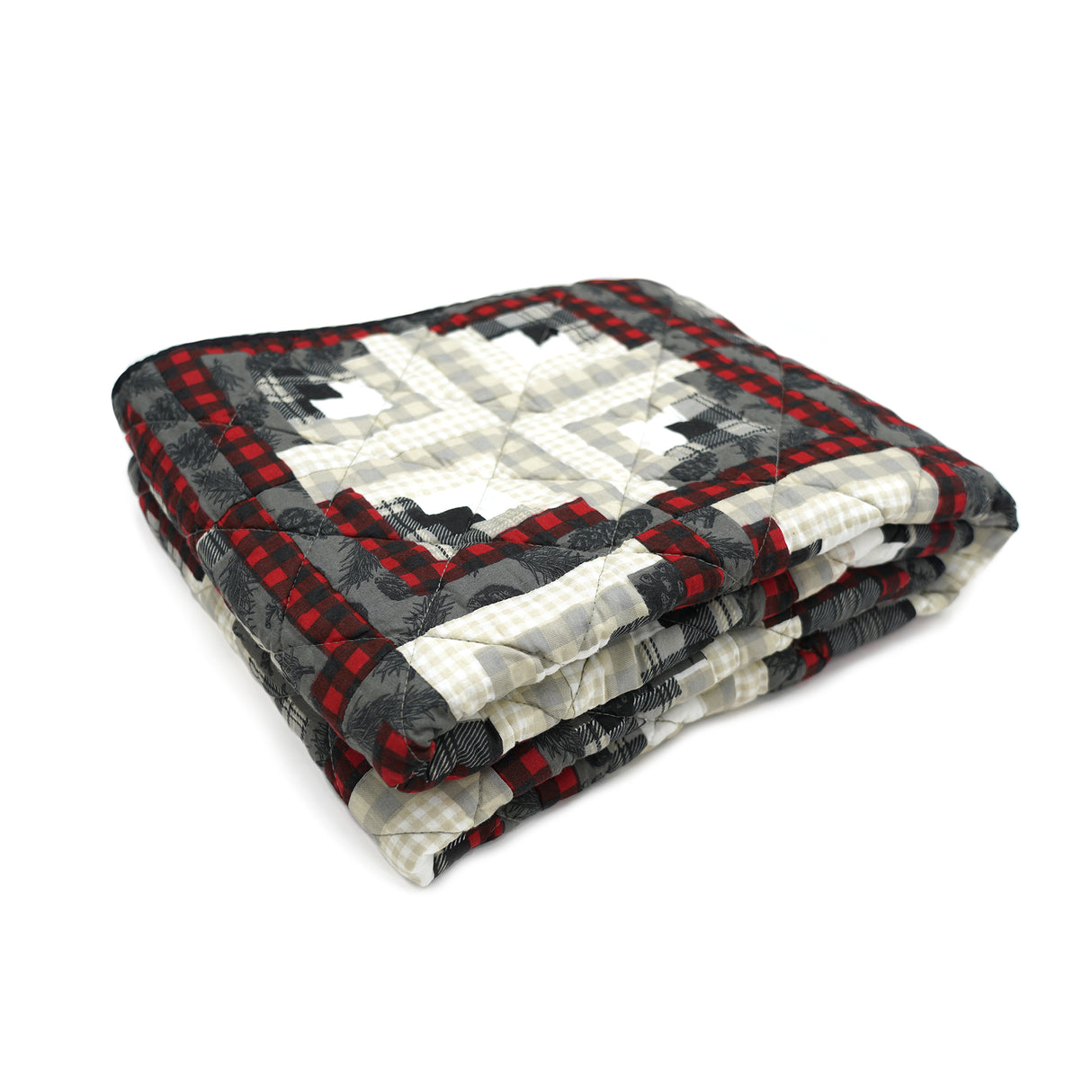 Donna Sharp Log Cabin Star Pieced Cotton Quilted Bedding Set