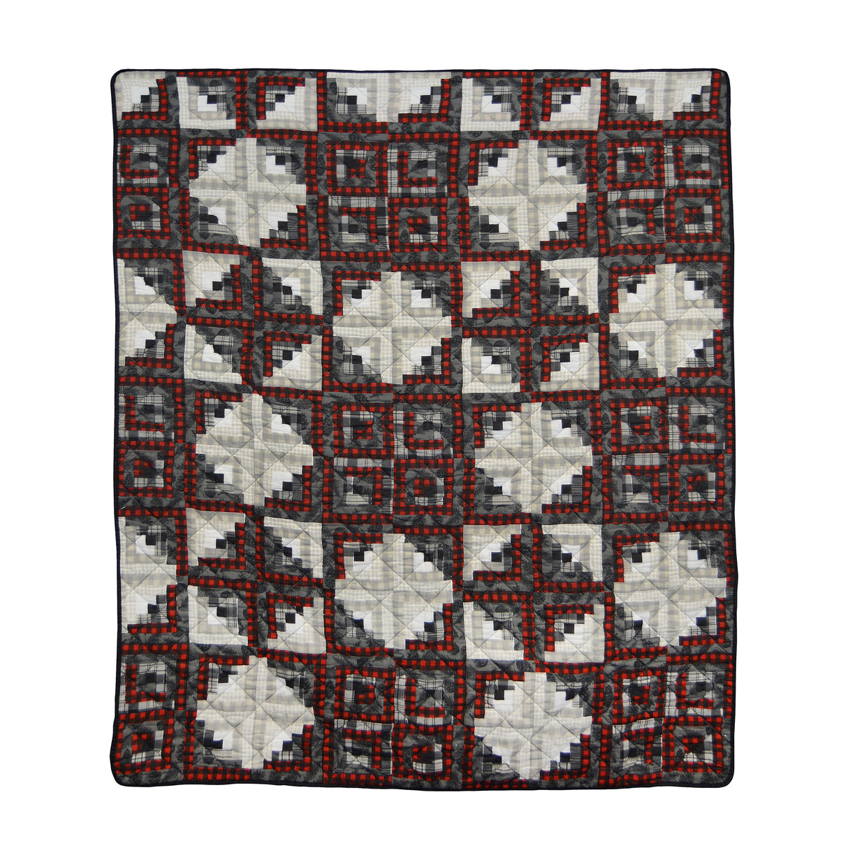 Donna Sharp Log Cabin Star Pieced Cotton Quilted Bedding Set