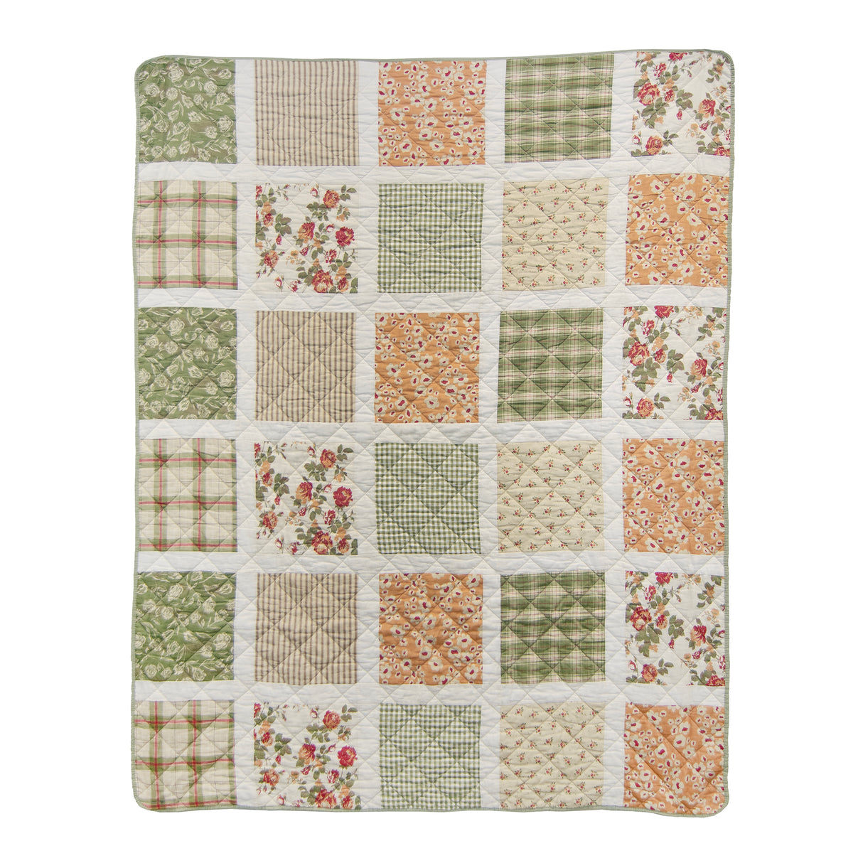 Donna Sharp Peach Rose 3pc Cotton Pieced Quilt Set