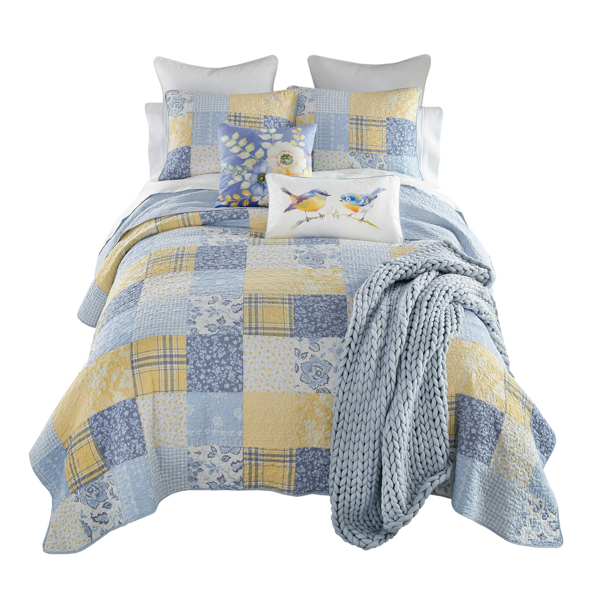 Donna Sharp Spring Flowers Cotton Pieced Quilted Bedding Set