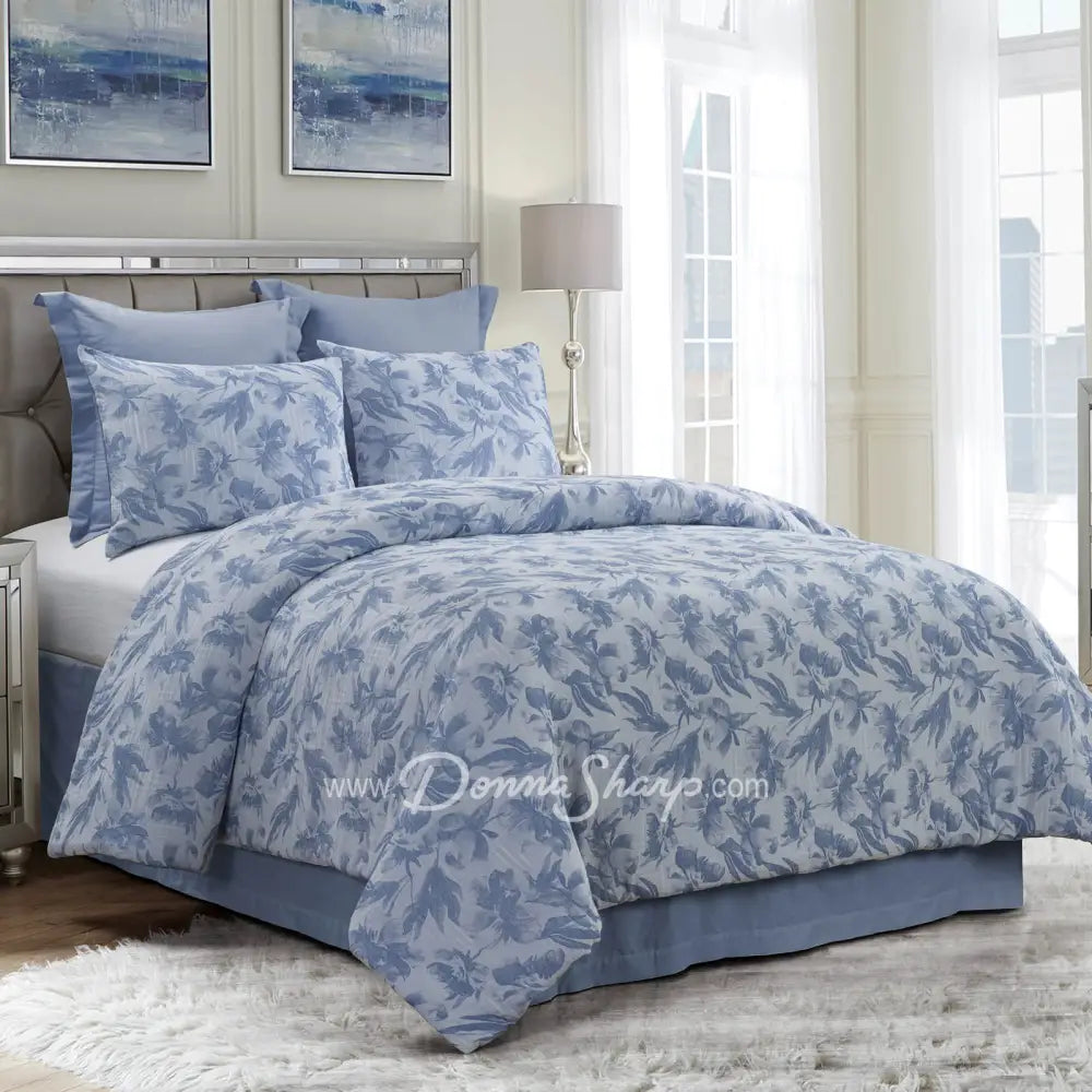 Queen Comforter Set Almaria (Soft Blue) Brands