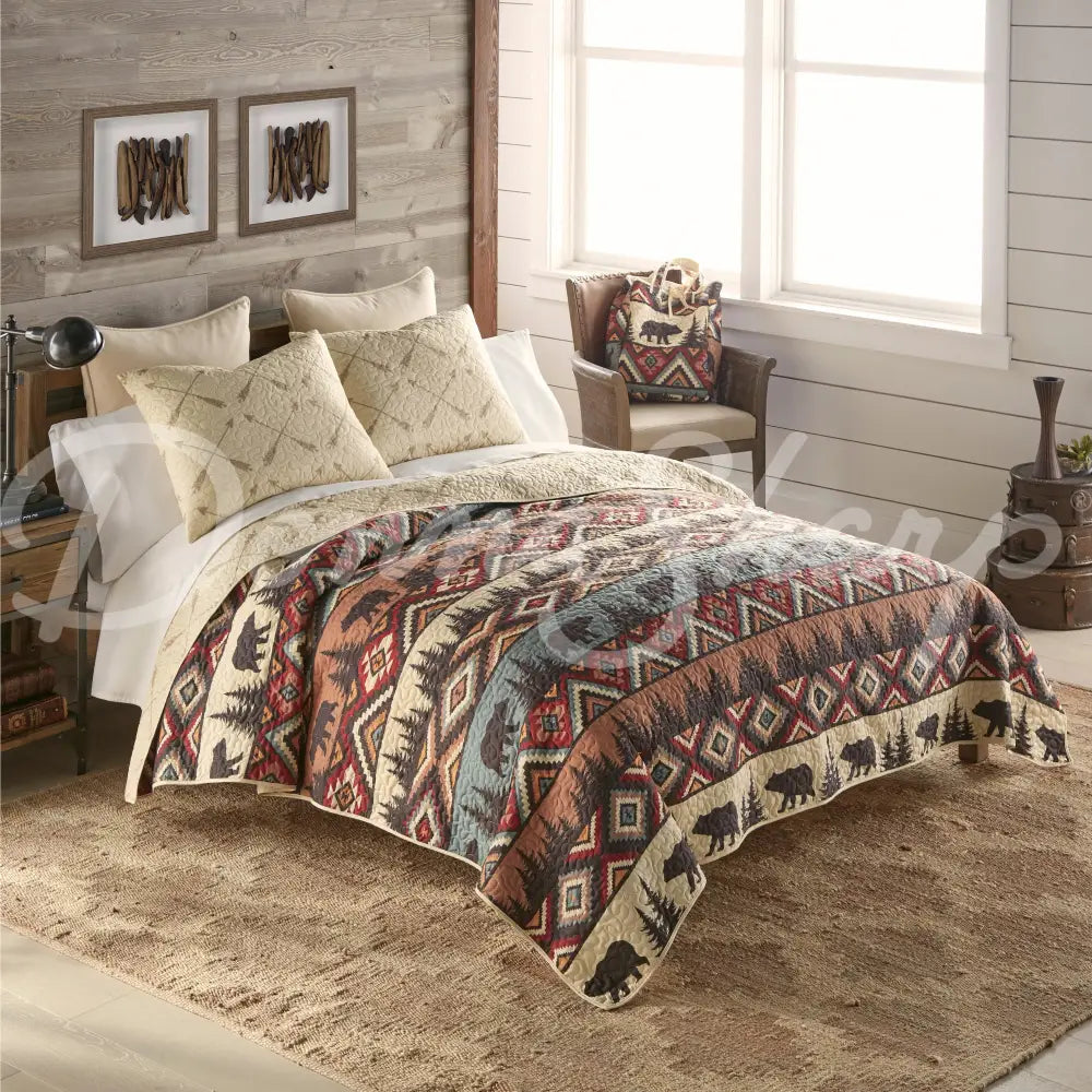 Bear Totem Quilted Bedding Set From Your Lifestyle