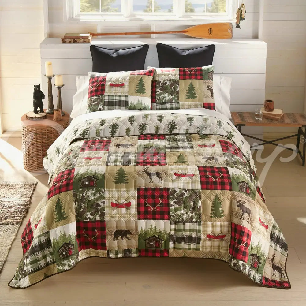 Cedar Lodge Lightweight Quilted Bedding Set From Your Lifestyle By Donna Sharp King Quilt + 2 Shams