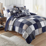 Checkerboard Indigo 3Pc Cotton Pieced Quilt Set From Donna Sharp Bedding