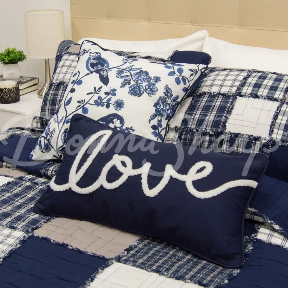 Checkerboard Indigo 3Pc Cotton Pieced Quilt Set From Donna Sharp Bedding