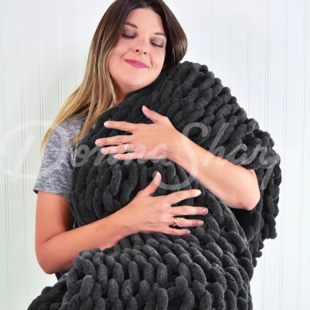 Chenille Knit Throws Charcoal Bedding