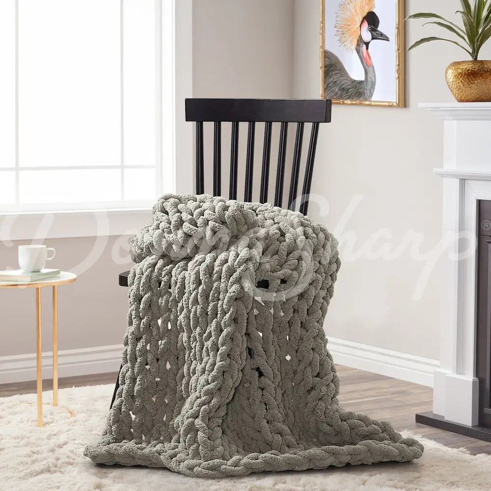 Chenille Knit Throws Dove Bedding