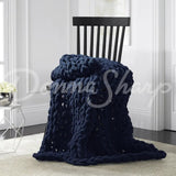 Chenille Knit Throws Navy Bedding