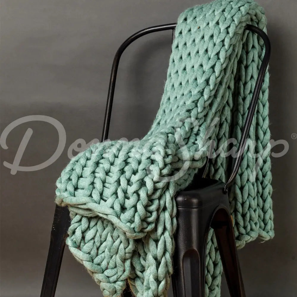 Chunky Knit Throws Aqua Bedding