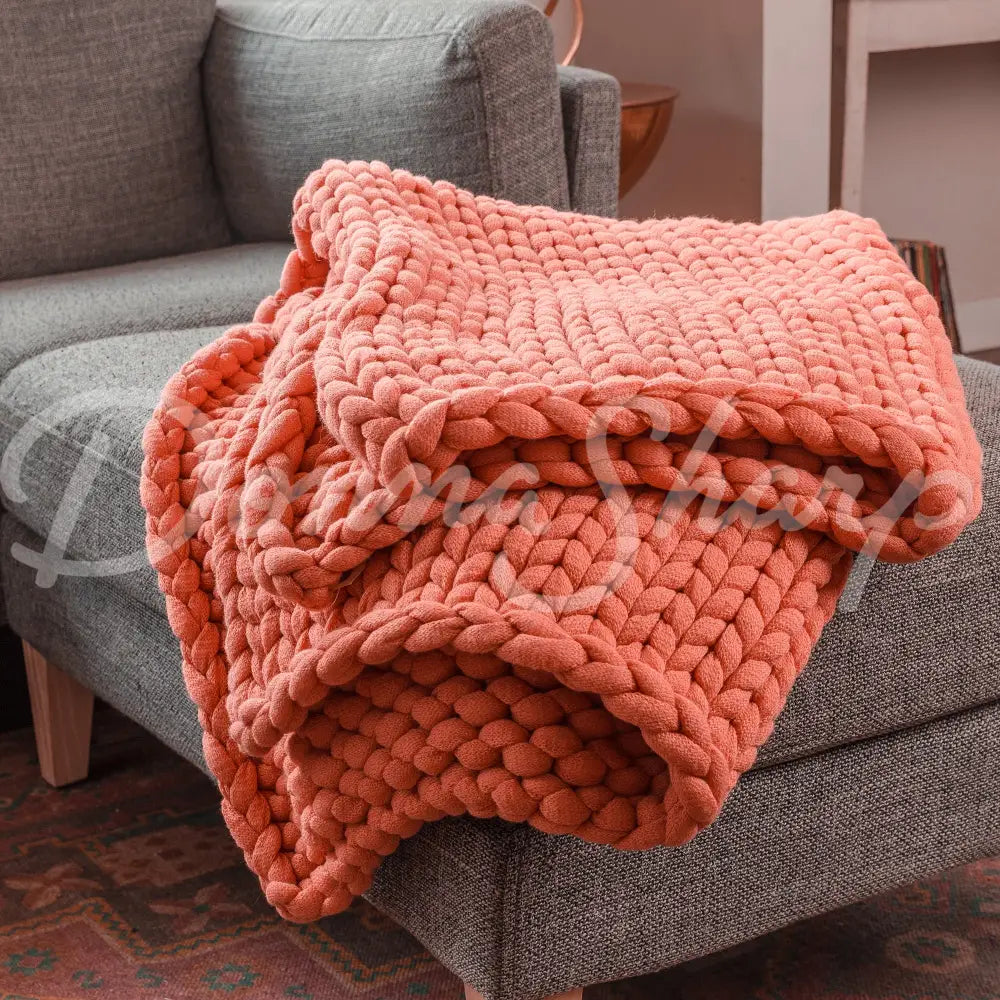 Chunky Knit Throws Coral Bedding