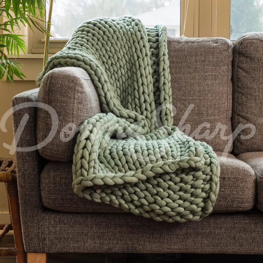 Chunky Knit Throws Sage Bedding