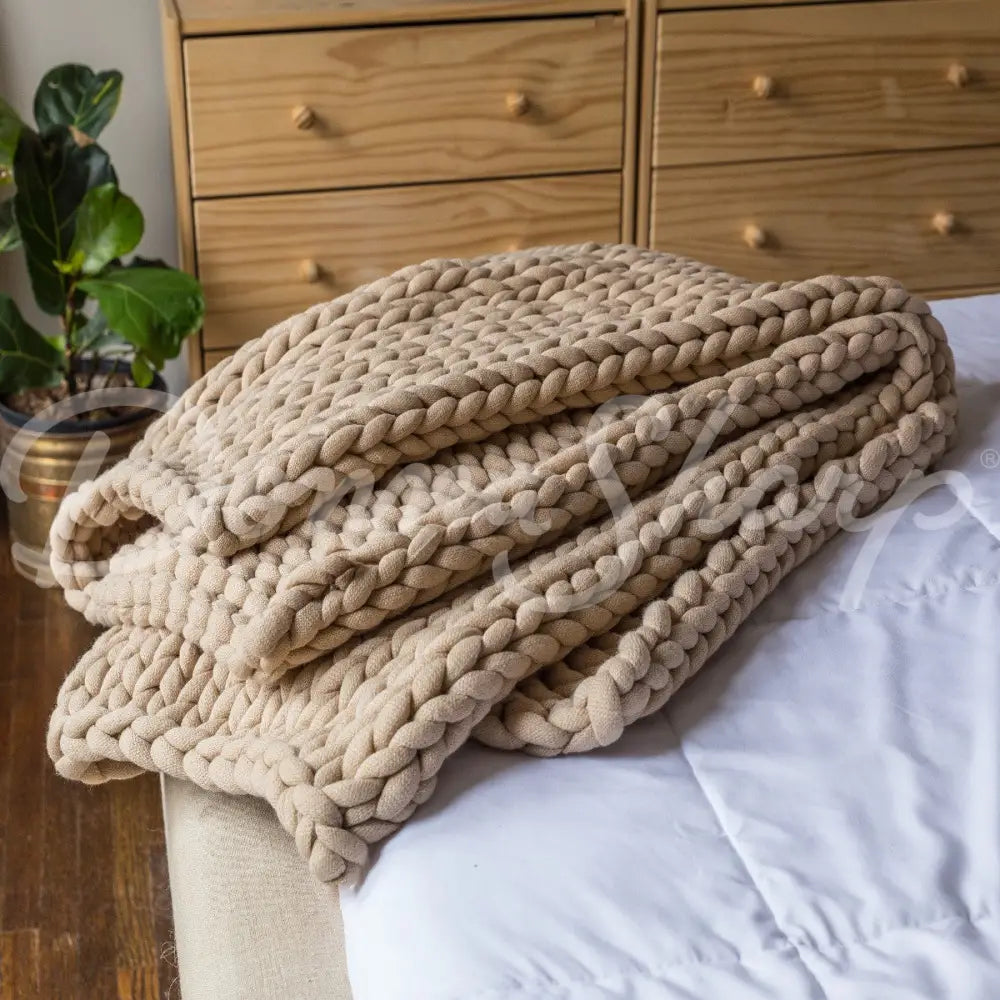 Chunky Knit Throws Taupe Bedding