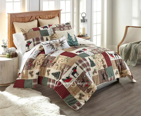 Dashing 3pc Holiday Comforter Bedding Set Holiday