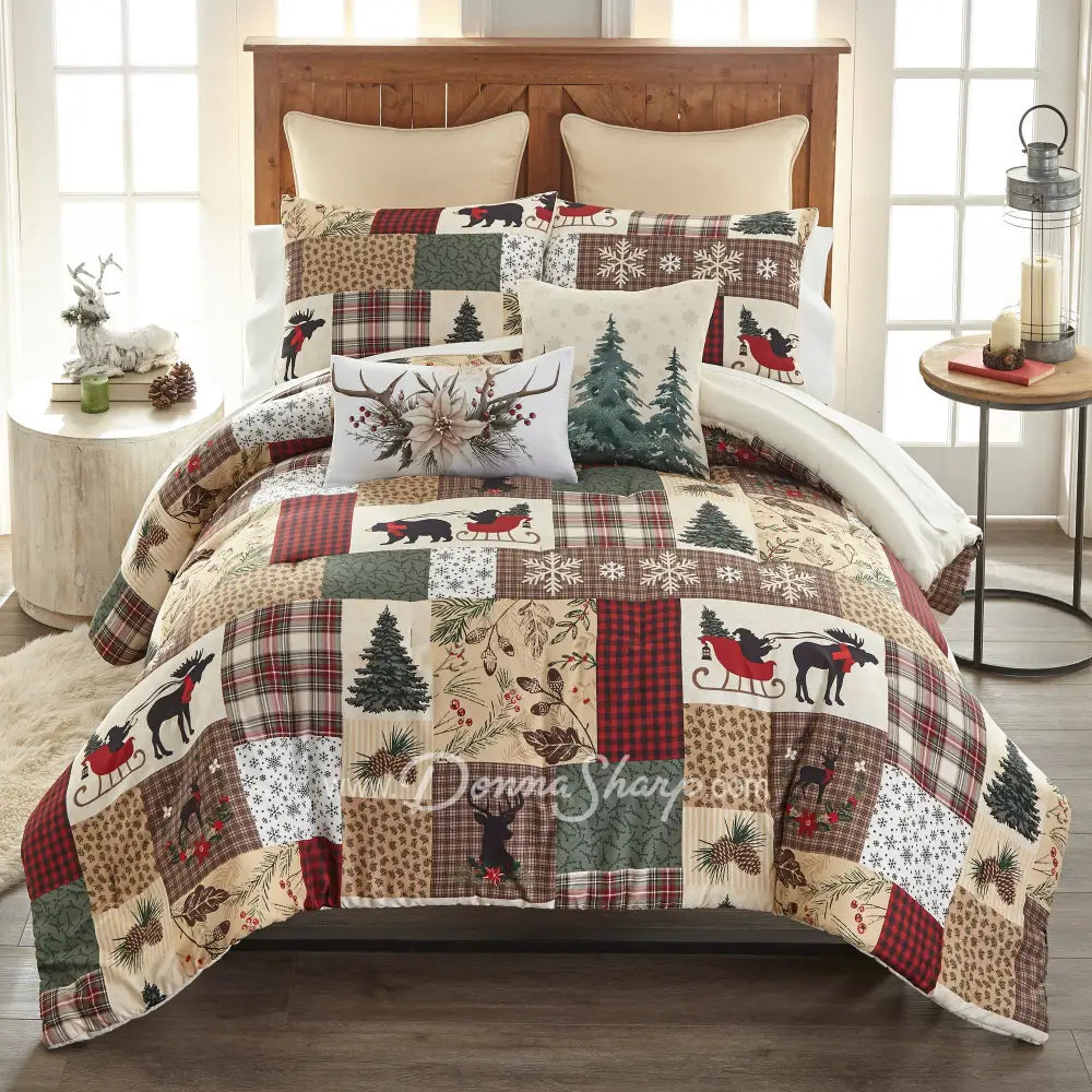Dashing 3pc Holiday Comforter Bedding Set King Comforter Set Holiday