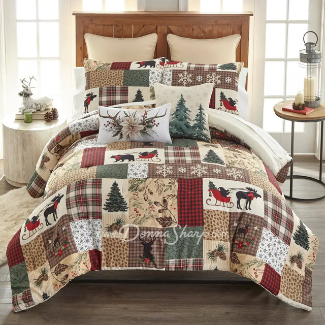Dashing 3pc Holiday Comforter Bedding Set King Comforter Set Holiday