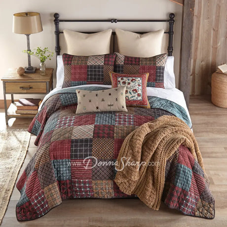 Donna Sharp Appalachia Plaid 3Pc Cotton Quilt Set Bedding