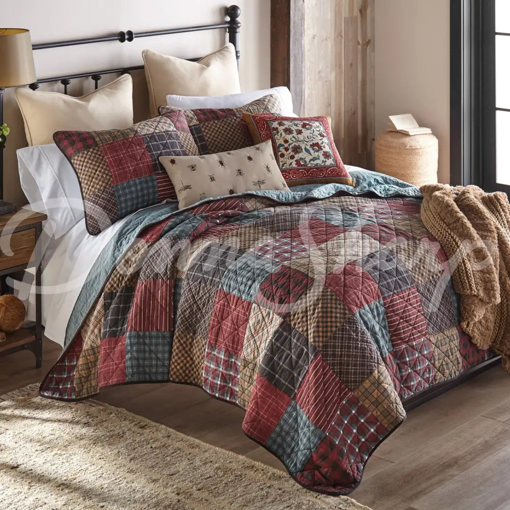 Donna Sharp Appalachia Plaid 3Pc Cotton Quilt Set Bedding