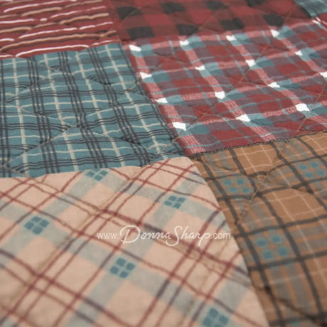 Donna Sharp Appalachia Plaid 3Pc Cotton Quilt Set Bedding