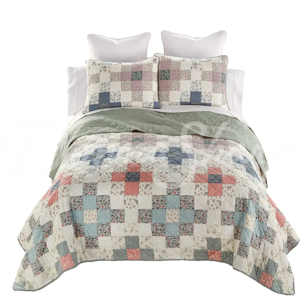 Donna Sharp April Patch 3Pc Cotton Pieced Quilt Set New