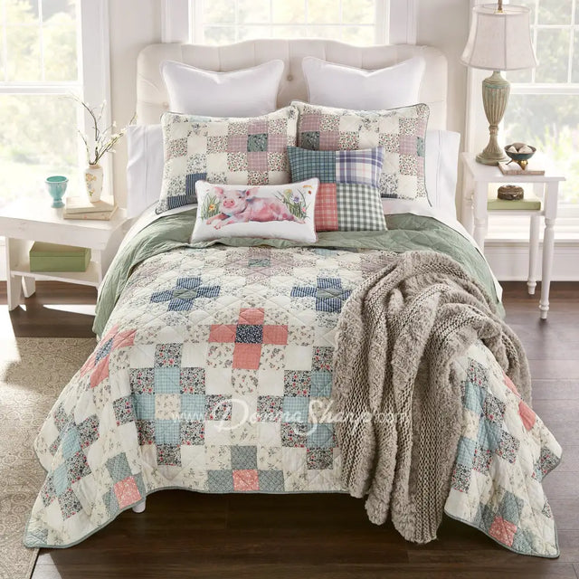 Donna Sharp April Patch 3Pc Cotton Pieced Quilt Set King + 2 Shams New