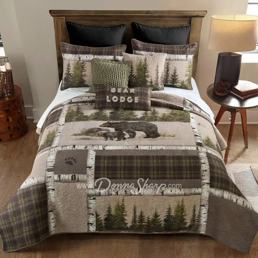 Donna Sharp Bear Panels Tree Throw Pillow