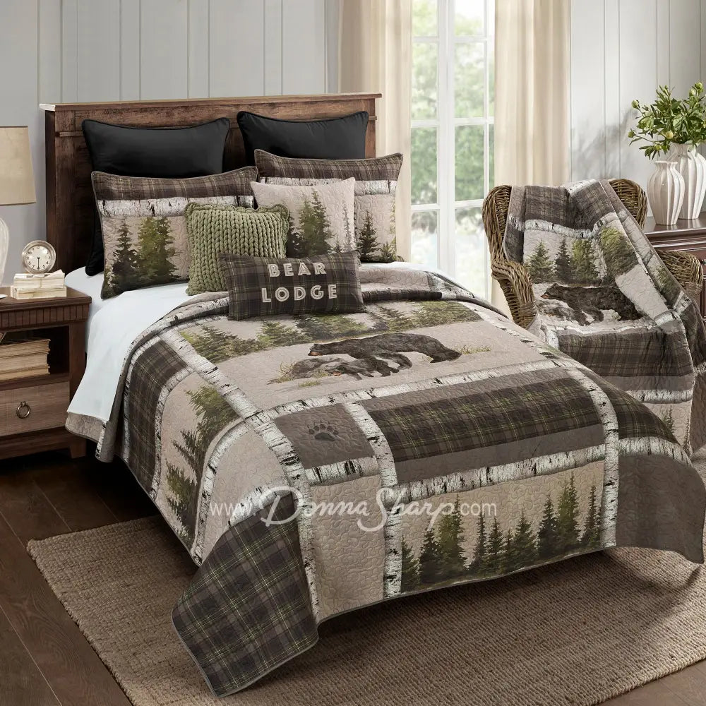 Donna Sharp Bear Panels Tree Throw Pillow - Thumbnail 4